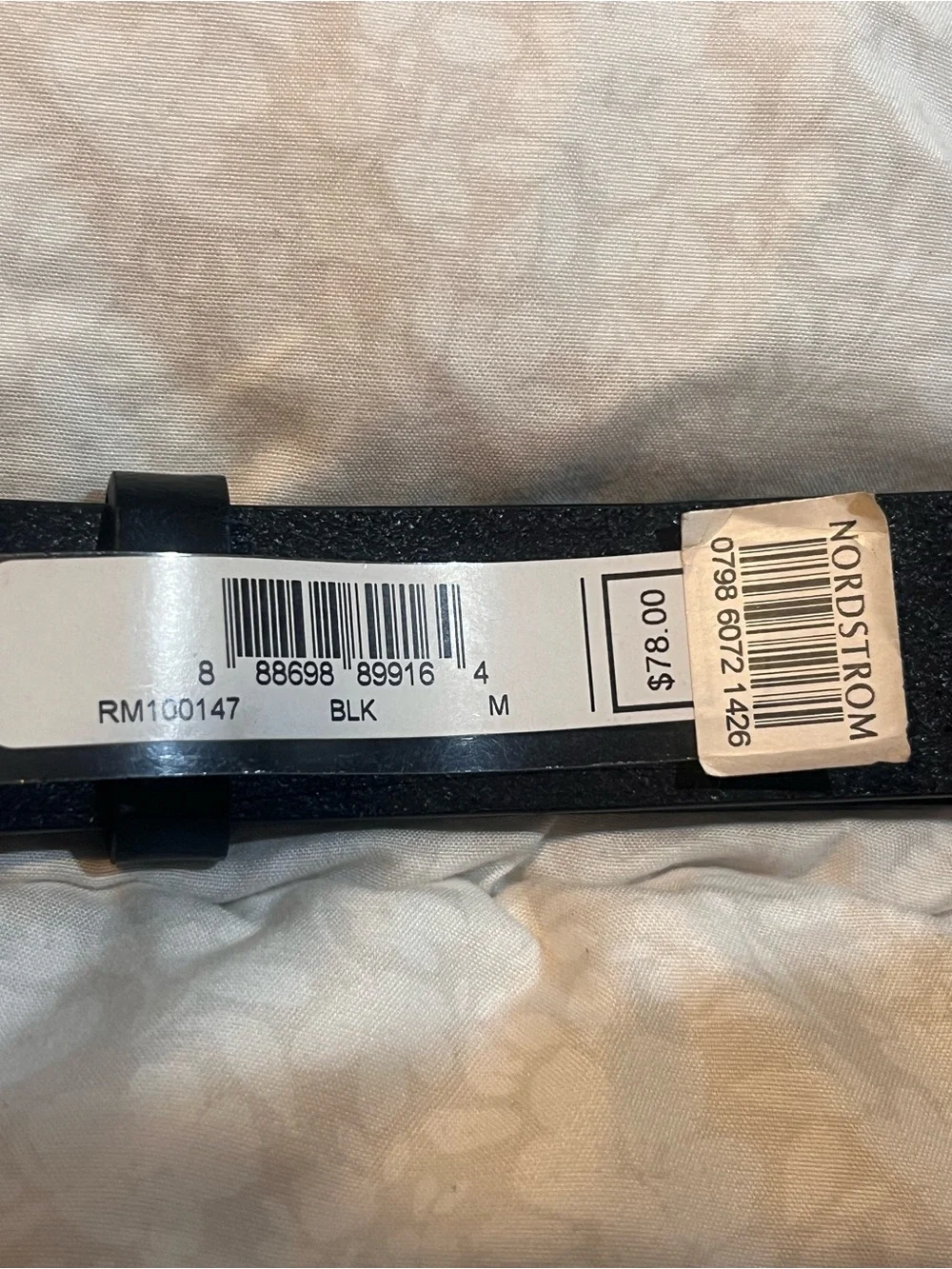 Nordstrom Black Floral Embroidered Belt with Silver Ring Buckle